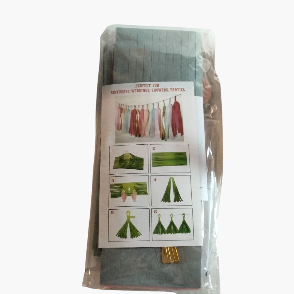 Tassel Garland Kit Pink Gray White Birthdays Weddings Parties - Picture 3 of 10